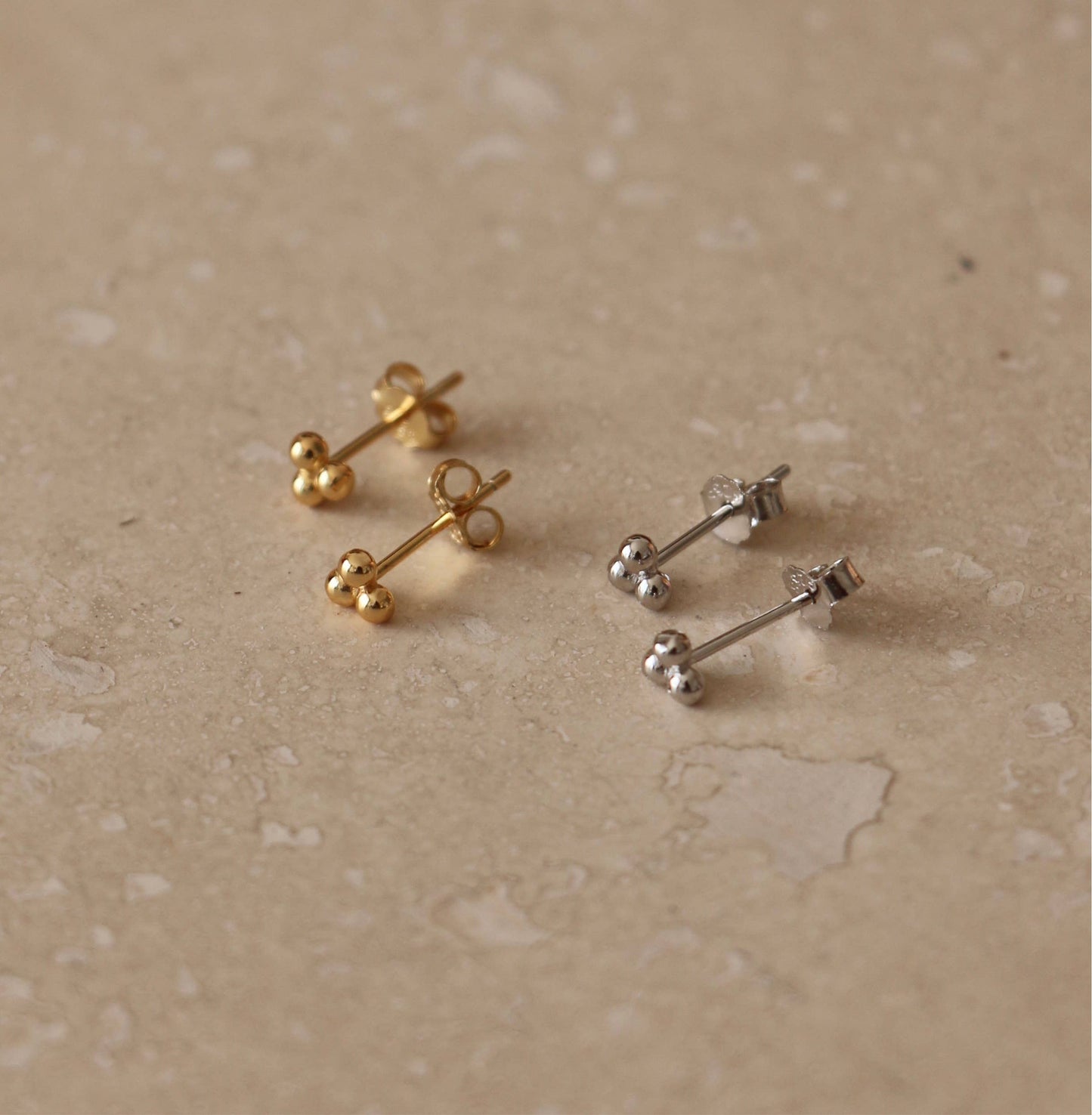 Sterling Silver or Gold Vermeil Trio Micro Studs