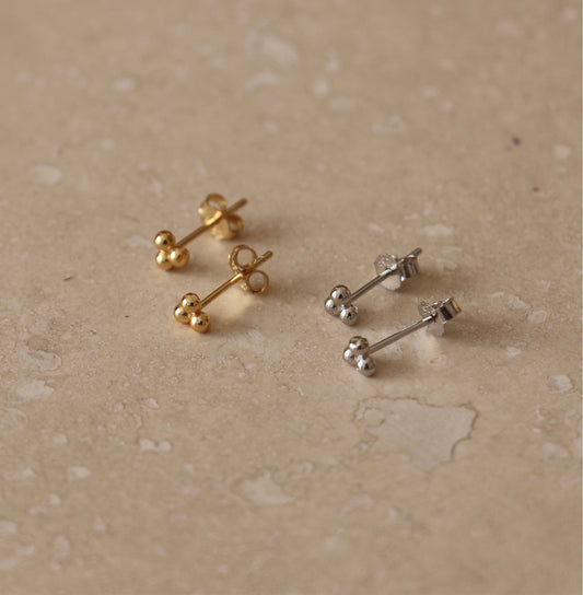 Sterling Silver or Gold Vermeil Trio Micro Studs