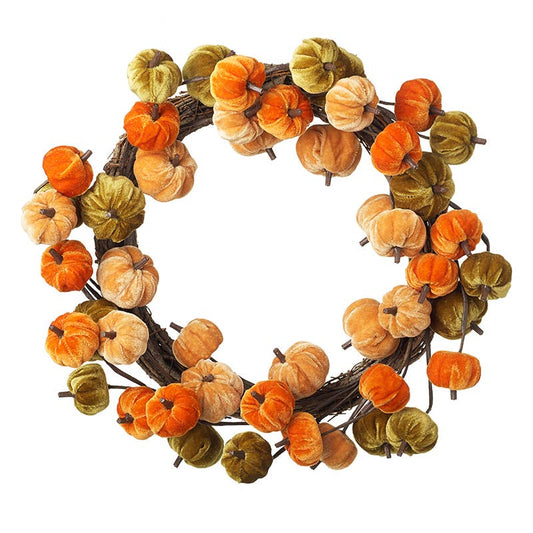 VELVET PUMPKIN WREATH