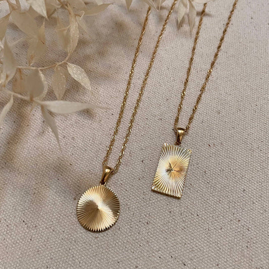 18k Gold Plated Sunrise Waterproof Pendant Necklace