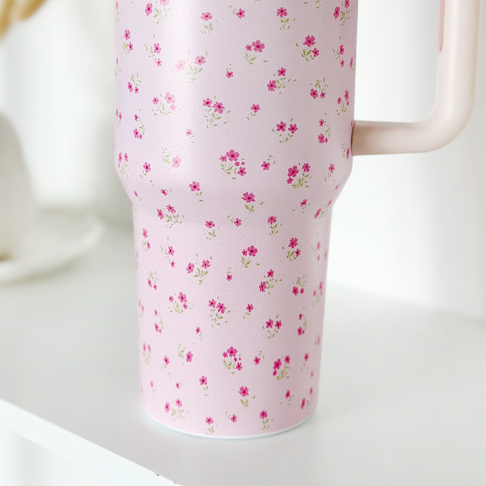 Stainless Steel Tumbler - Ditsy Floral Pink