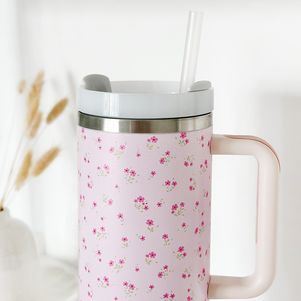 Stainless Steel Tumbler - Ditsy Floral Pink