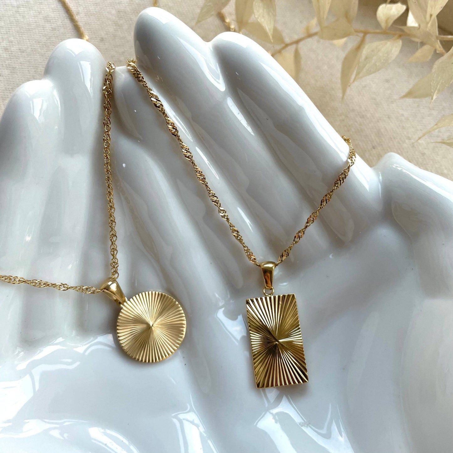 18k Gold Plated Sunrise Waterproof Pendant Necklace
