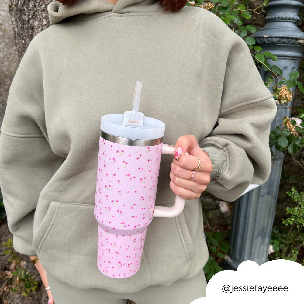 Stainless Steel Tumbler - Ditsy Floral Pink