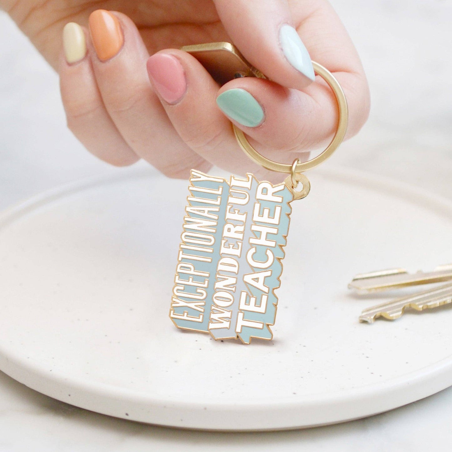 Exceptionally Wonderful Teacher - Enamel Keyring