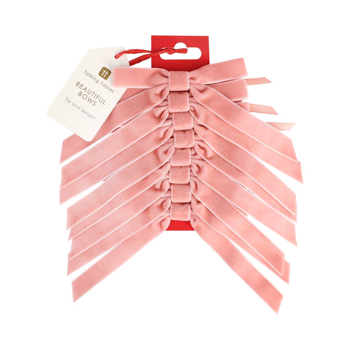 Christmas Pink Velvet Bows - 8 Pack