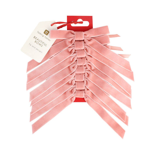 Christmas Pink Velvet Bows - 8 Pack