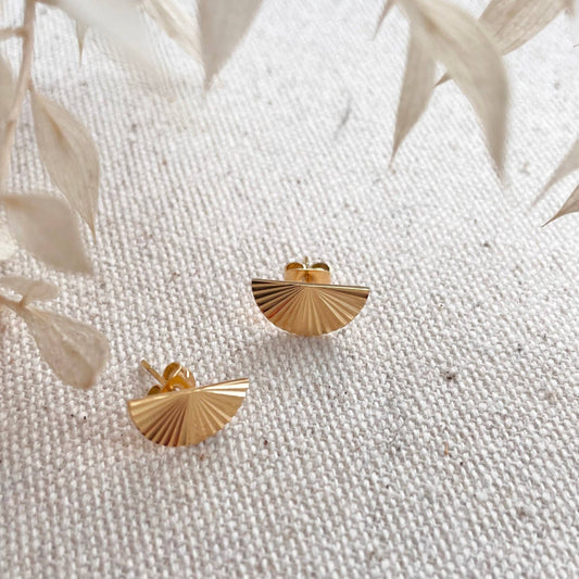 18k Gold Plated Sunrise Crescent Stud - waterproof