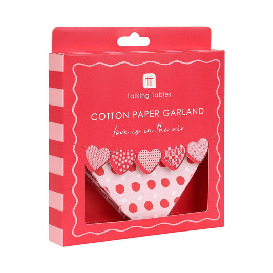 Recycled Cotton Paper Heart Garland - 2m | Valentines |