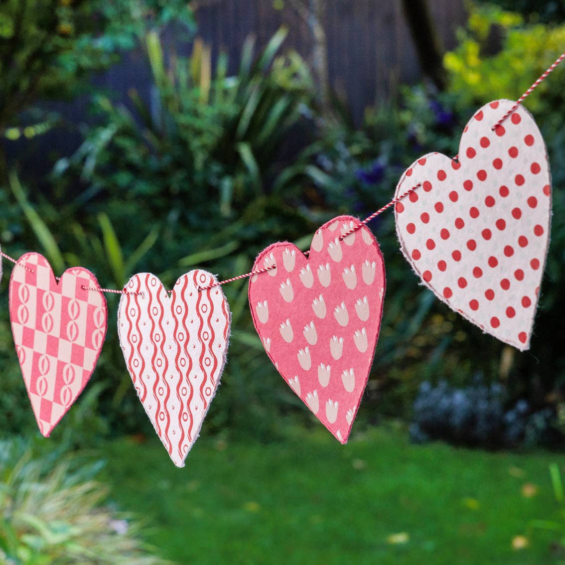 Recycled Cotton Paper Heart Garland - 2m | Valentines |