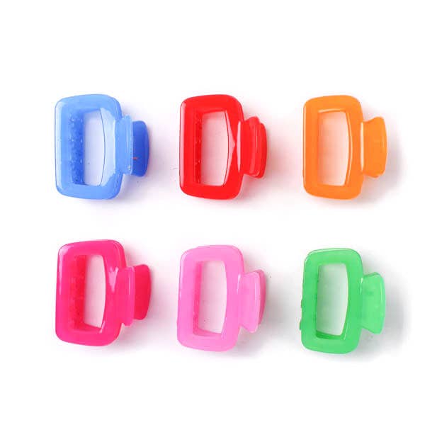 Bright Jelly coloured rectangle cut out plastic hair clamp