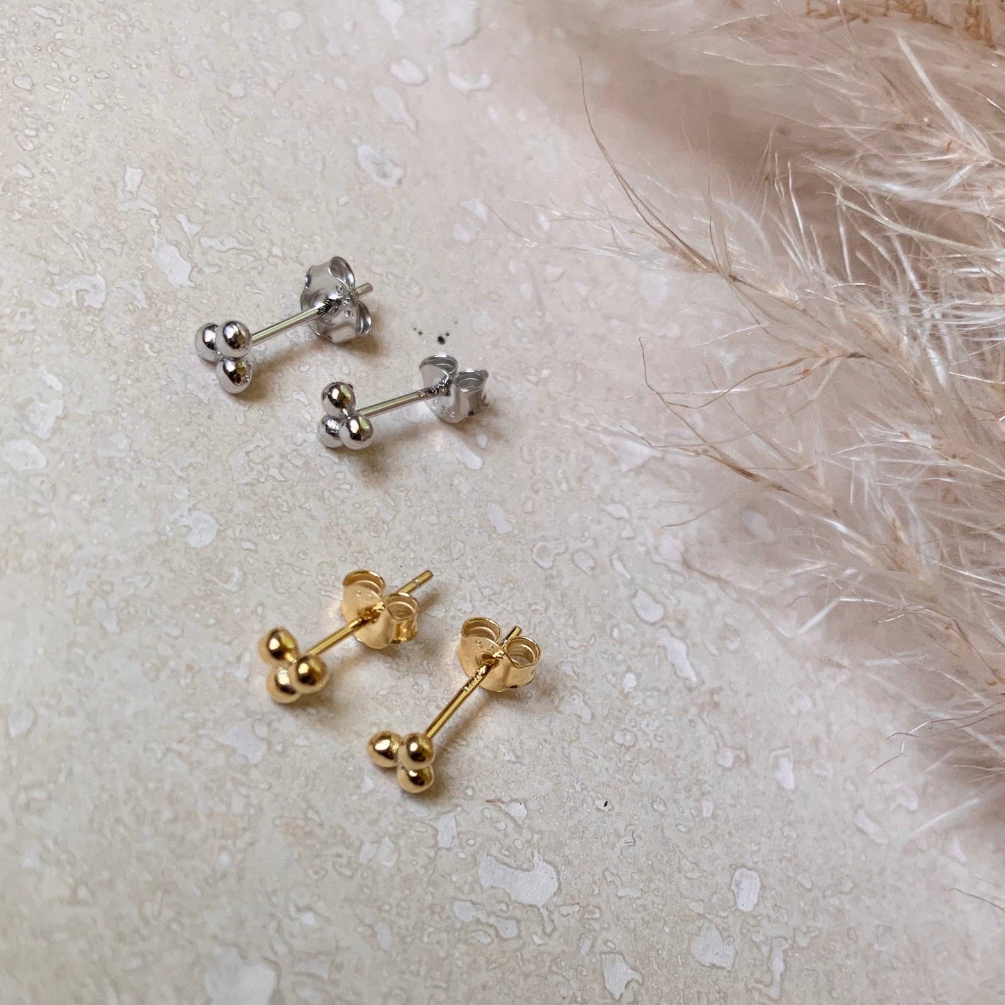 Sterling Silver or Gold Vermeil Trio Micro Studs