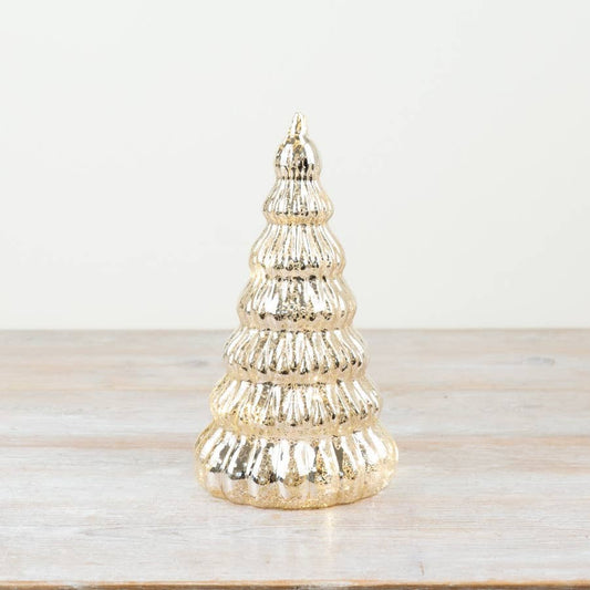 LED Glass Gold Light Up Tree, 23cm