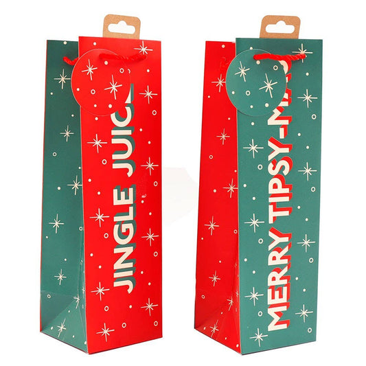 33cm Christmas Typography Bottle Gift Bag