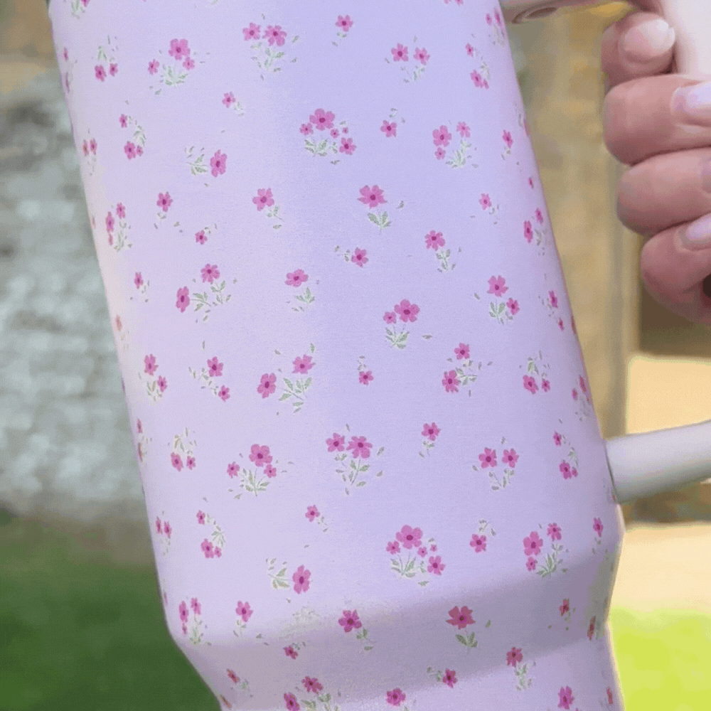 Stainless Steel Tumbler - Ditsy Floral Pink