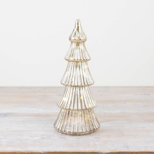 LED Ribbed Christmas Tree, 28cm Light Up