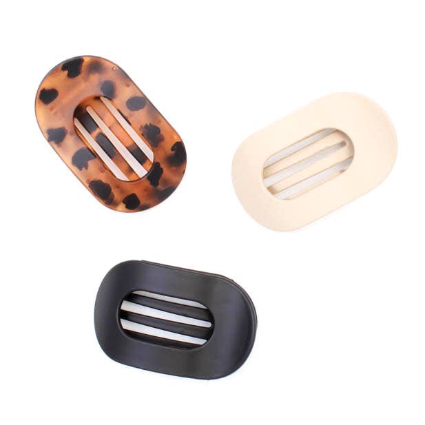 Oval shaped matt finish hair clamp