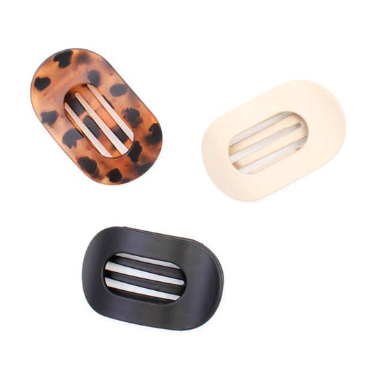 Oval shaped matt finish hair clamp