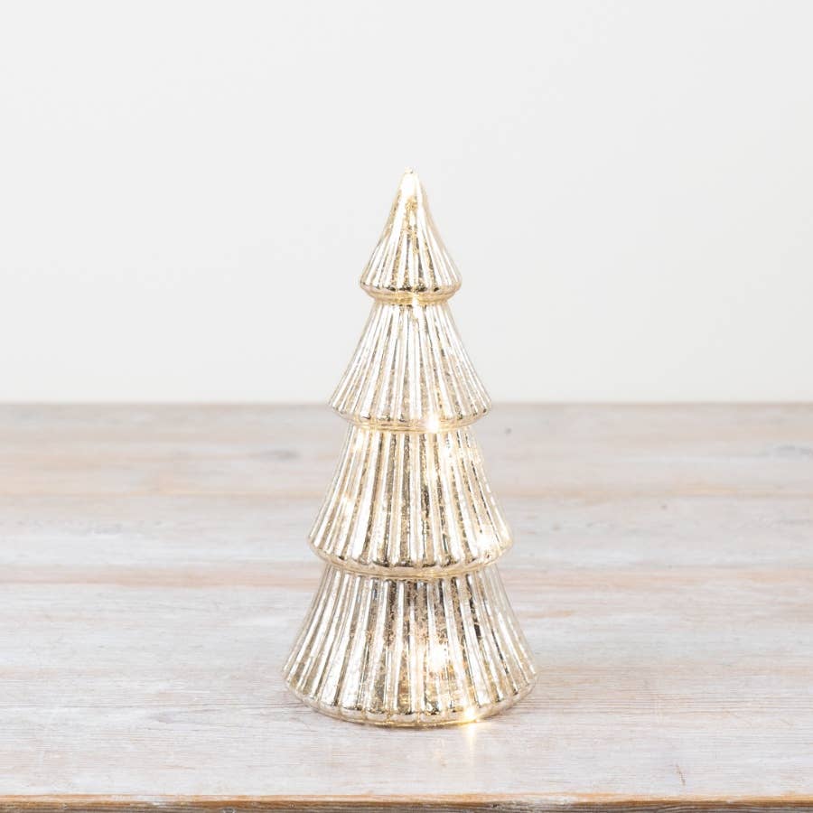 LED Light Up Glass Tree Decoration, 19.5cm