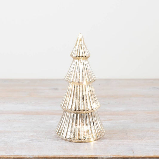 LED Light Up Glass Tree Decoration, 19.5cm