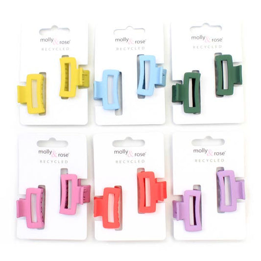 Recycled matt finish open rectangle plastic hair clamp 4cm