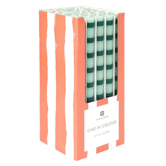 Green Stripe Dinner Candles | 25 Candles | POS Unit |
