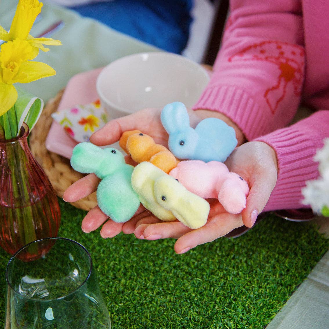 Pastel Bunny Rabbit Decorations | 5 Pack | Easter Decor |