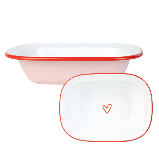 Heart Pink Oven Enamel Dish - 20cm | Valentines Decor |