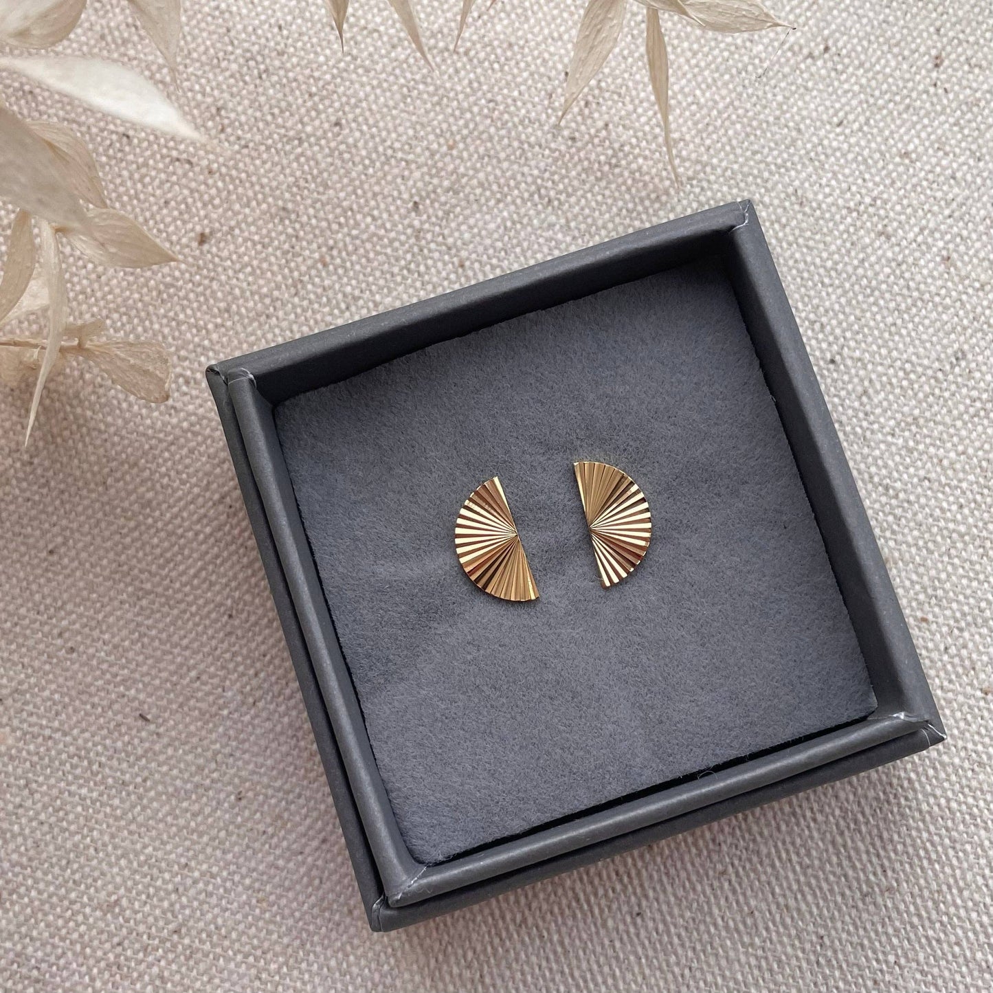 18k Gold Plated Sunrise Crescent Stud - waterproof