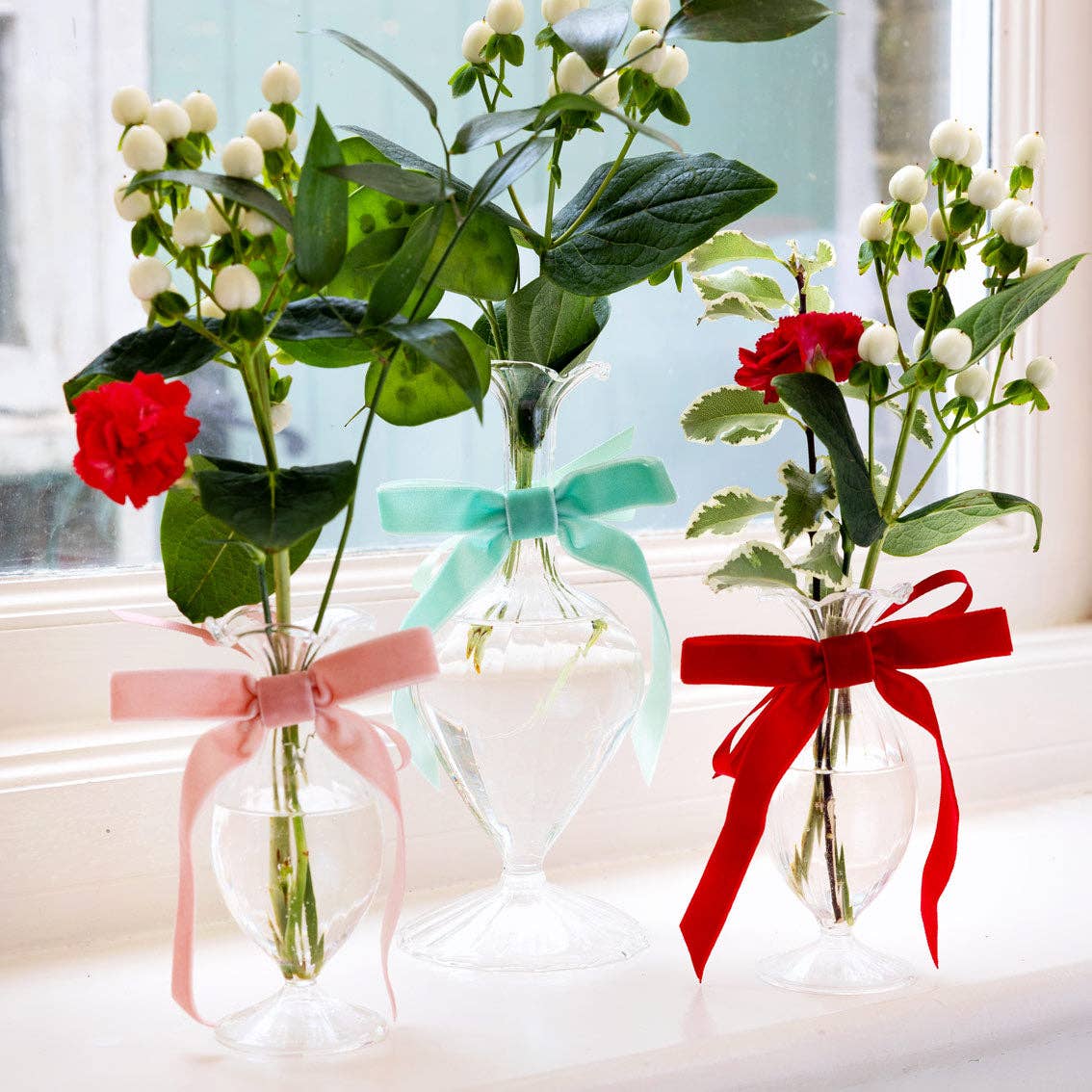 Christmas Pink Velvet Bows - 8 Pack