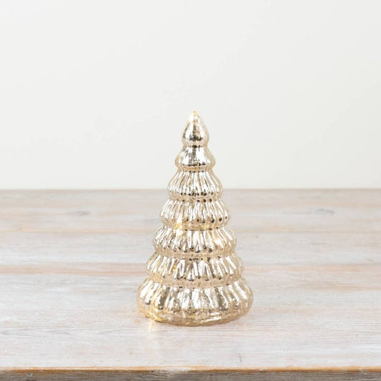 LED Light Up Ribbed Christmas Tree in Gold, 16.5cm