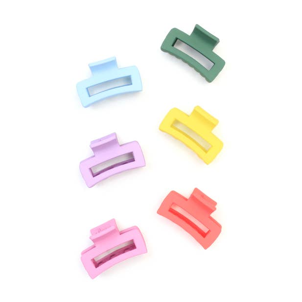 Recycled matt finish open rectangle plastic hair clamp 4cm